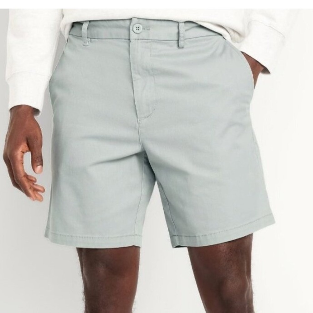 Old Navy Ultimate Slim Shorts Mens 38 Blue White Built In Flex 8 Inch Inseam - Picture 1 of 6